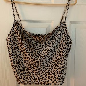 Cowl neck cheetah tank